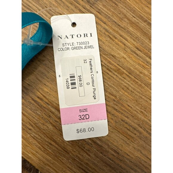 Natori Feathers Contour Plunge Bra 32D GREEN Jewel Underwire Mesh Lace NWT - Picture 3 of 4